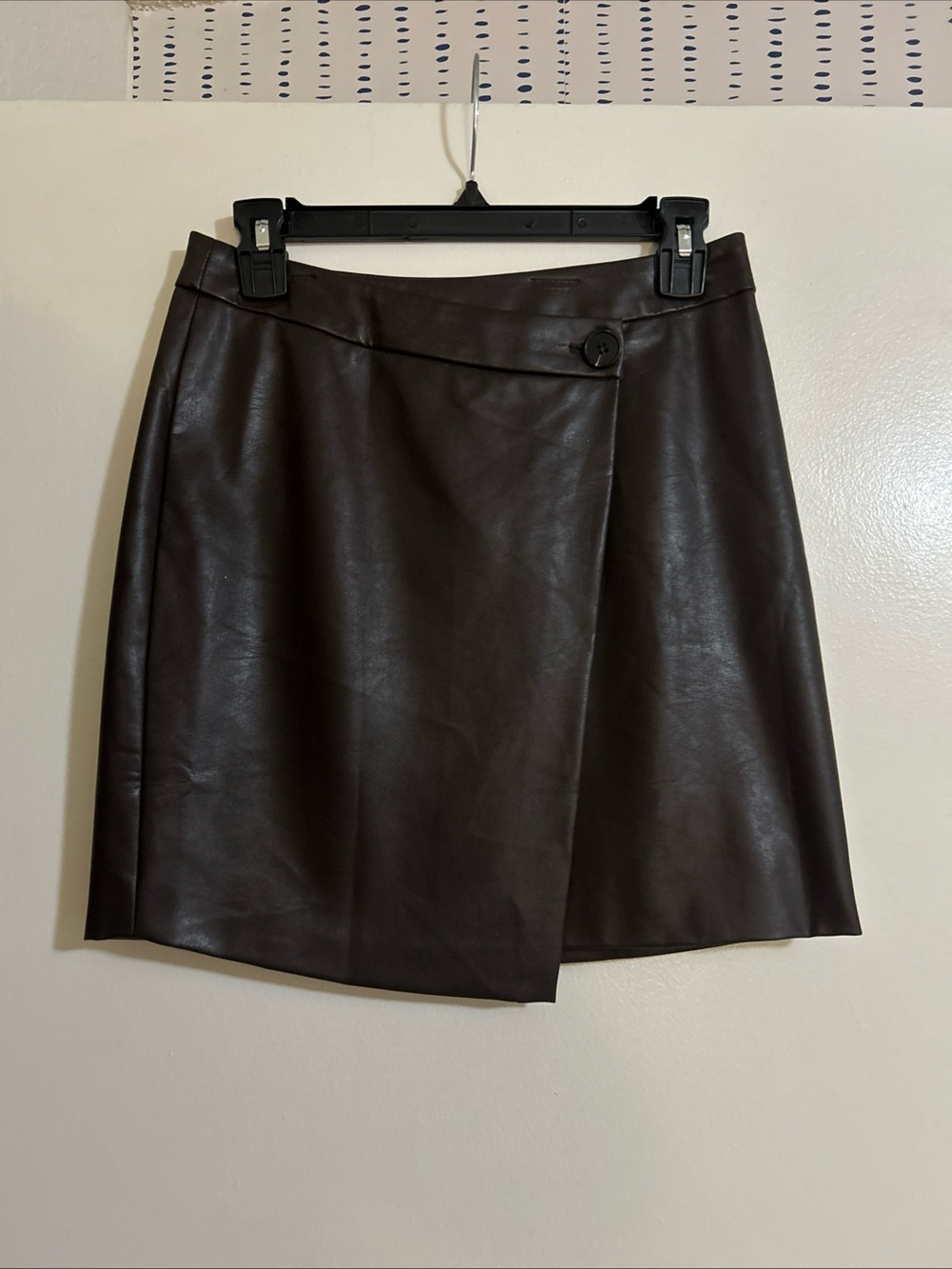 4th & Reckless Women’s Brown Faux Leather Wrap Skirt Size Medium Mini Skirt